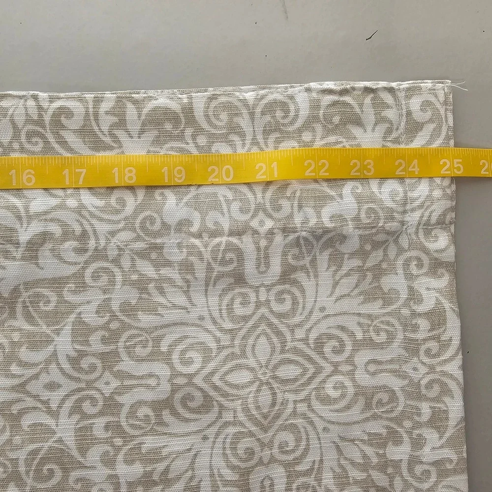 En Vogue Set of 2 Cotton Curtain Panels 50x94 Tan Cream Damask Scroll Back Tab